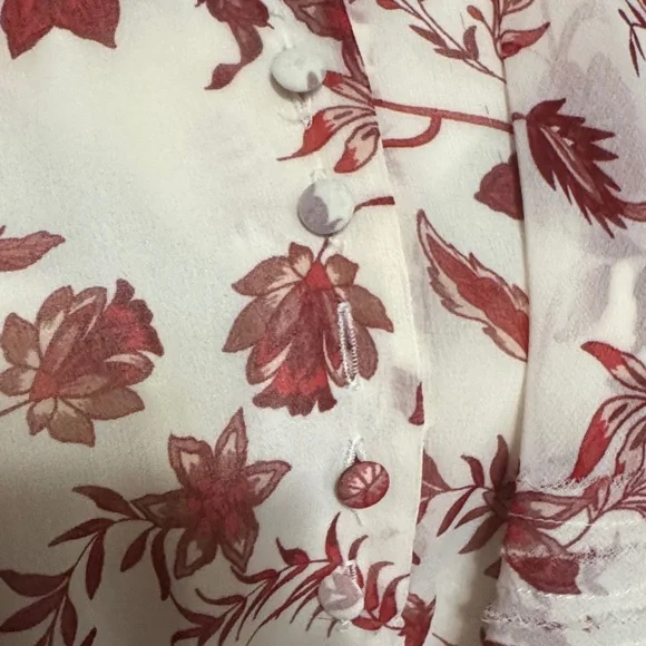 Rebecca Minkoff Floral Ruffle Dress in Red and White Size Large - Picture 8 of 16